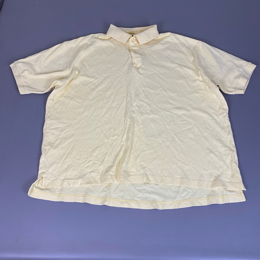 VTG Croft & Barrow Mens XL Polo Shirt Pale Yellow Short Sleeve 100% Cotton *Flaw